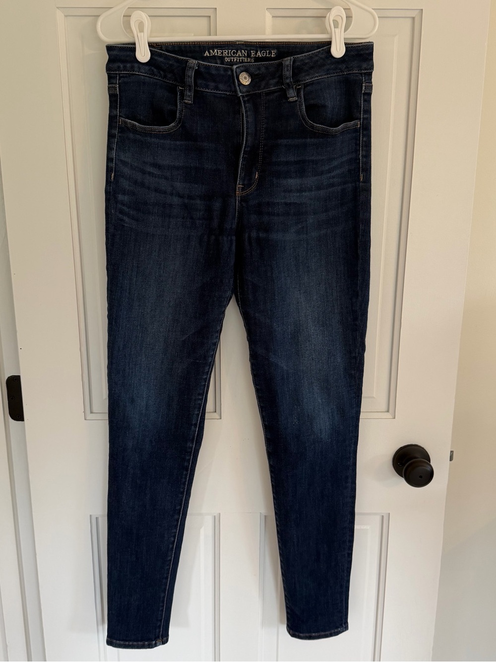 American Eagle Hi-Rise Jegging Dark Wash Stretch Skinny Jeans 12 Long